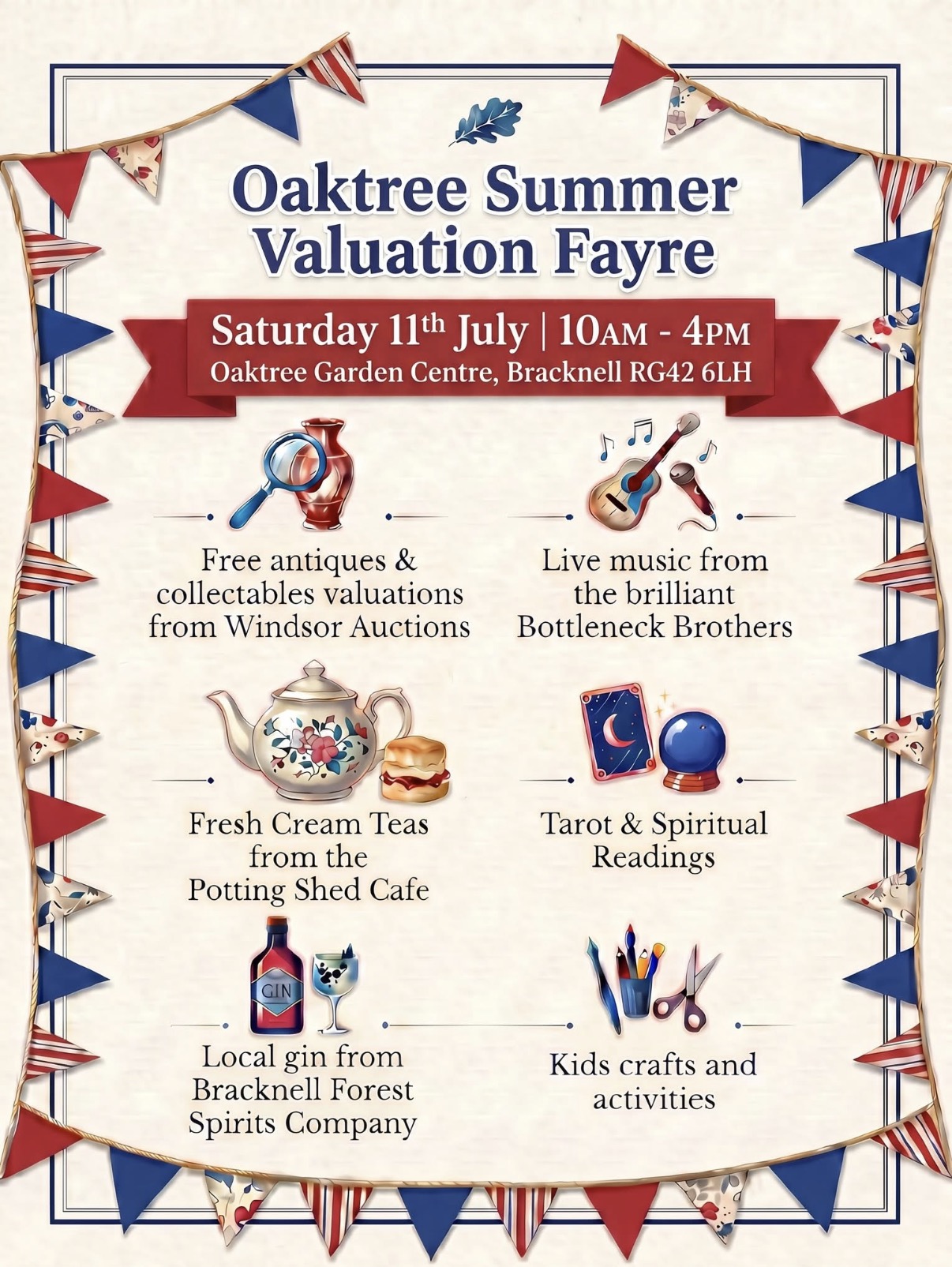 Oaktree Summer Valuation Fayre Saturday 11th July 10 am to 4pm